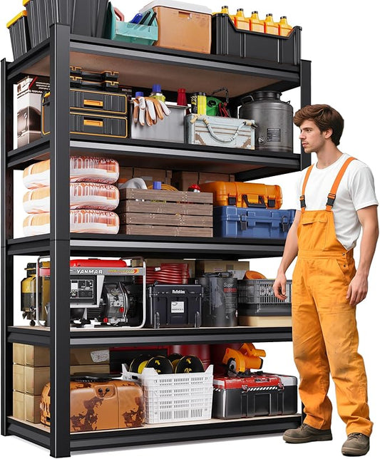 71" H Garage Shelving, 5-Tier Heavy Duty Storage Shelves, Adjustable Metal Shelving Unit, Functionality Garage Storage Shelf, for Basement, Pantry, Kitchen, Warehouse,15.7" Dx35.4 Wx71.2 H