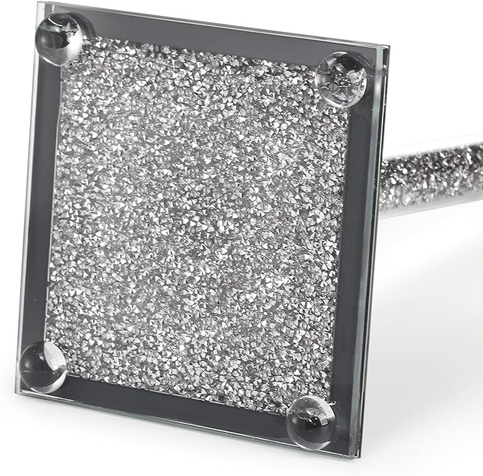 Suwimut Paper Towel Holder Countertop, Silver Paper Towel Roll Dispenser Stand Weighted Base Non Slip Filled with Sparkly Crystal Crushed Diamond for Home Kitchen Bathroom Tabletop