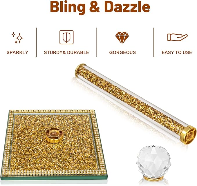 Gold Paper Towel Holder Stand Crystal Paper Towel Holder Countertop Bling Kitchen Accessories