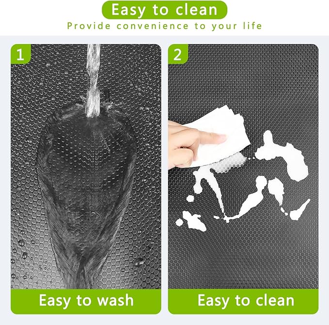 HooTown Shelf Liner Kitchen Cabinet Drawer Mats 11.8 Inch Wide x 19.6 Feet Long, Non Adhesive EVA Rubber Washable Waterproof Pantry Closet, Cupboard, Drawer Organizer Mat, Black