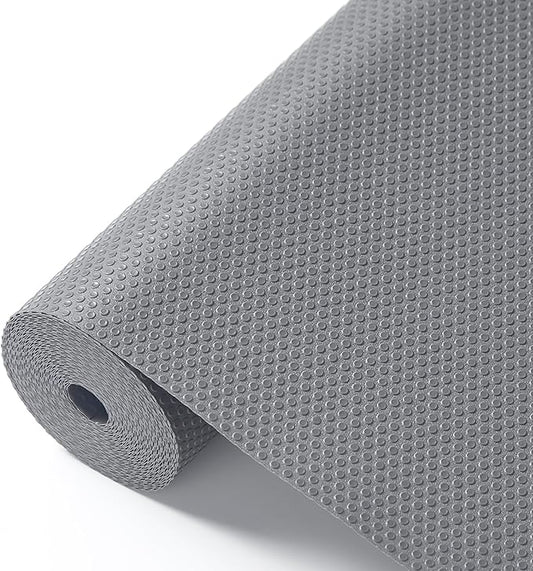 ALIUNI 100% EVA Shelf Liner for Kitchen Cabinet, 12" x 120" Drawer Liners Non Adhesive Non Slip Waterproof Plastic Paper, Dresser Pantry Bathroom Refrigerator Protector, Grey