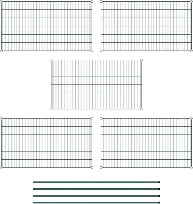 Commercial NSF Listed Green Epoxy Stationary Wire Shelving Kit 30" x 54" x 74", with 5 Shelves Perfect for Warehouse, Walk-in Refrigerator, Freezer, Grocery Store, Restaurant, Dishroom
