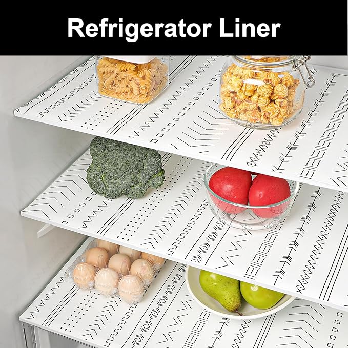 Cooyes Shelf Liners for Kitchen Cabinets, Waterproof and Oil-Proof Kitchen Cupboard Liner, Refrigerator Liners and Plastic Drawer Mats EVA Non Adhesive Shelves（17.5" W x 197" L）