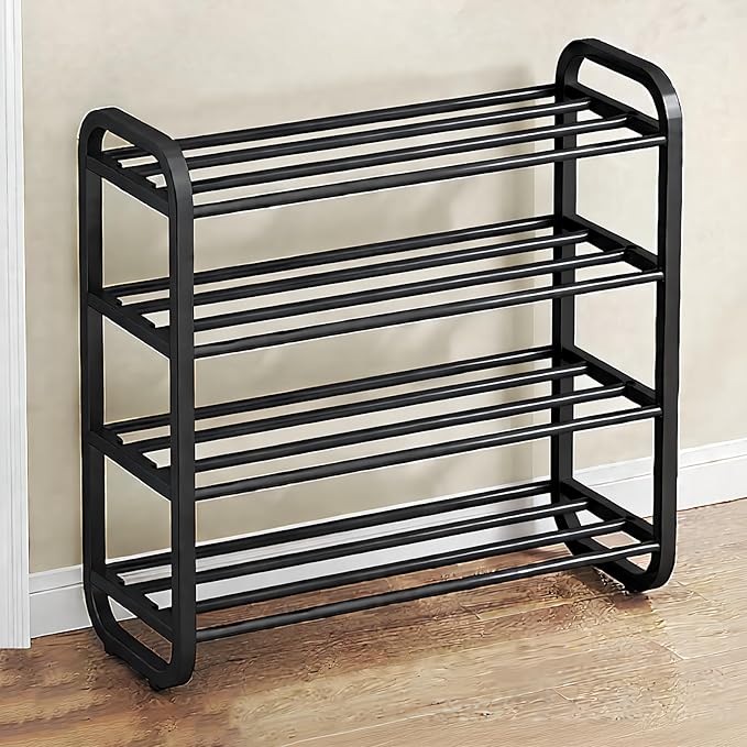 Expandable Shoe Rack Narrow Vertical Organizer Cabinet Sturdy Free Standing Shoe Rack Storage Shelf for Closet, Entryways, Hallways & Living Rooms 4 Tier - 23.6" W Hold 12 Pairs