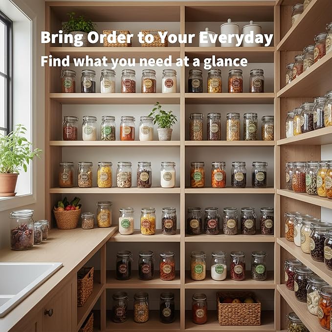 672 Color-Coded Spice Labels with A–Z Index – Waterproof & Oil-Resistant Preprinted Round Stickers for Kitchen Jars – 1.2" Pantry Labels for Spices, Seasonings, and Herbs – Modern Color Style