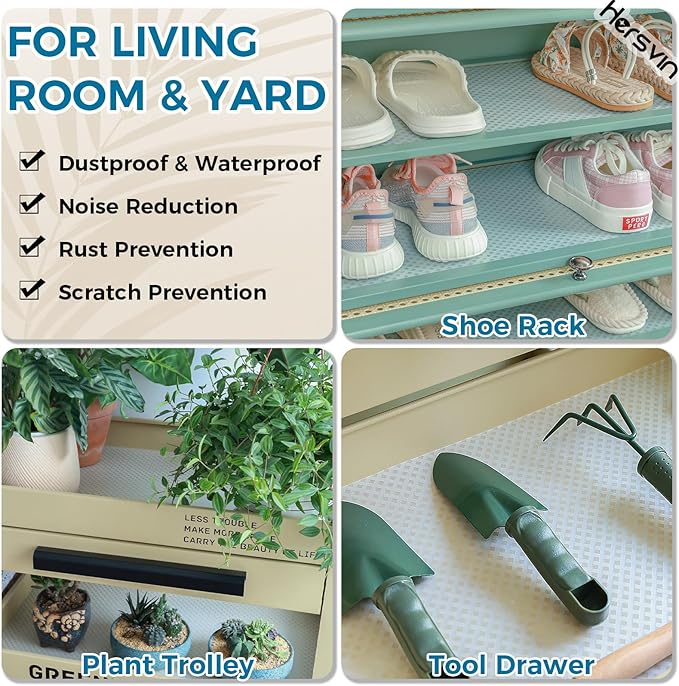 Hersvin Shelf Liners 12 in x 20 ft EVA Drawer Mats, Non-Adhesive Cupboard Protector, Kitchen Cabinet Lining Fridge Liner (Clear Crossed Stripe, 30.5x610cm)