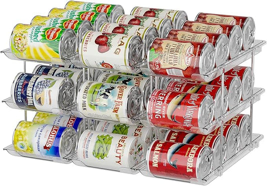 Stackable Soda Can Organizer for Refrigerator, Soda Can Dispenser Water Bottle Organizer, Fridge Organizer & Stackable Drink Organizer for Fridge(3 Tier - Hold 9)