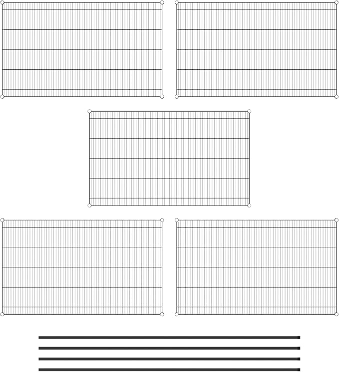 Commercial NSF Listed Black Epoxy Stationary Wire Shelving Kit 36" x 60" x 96", with 5 Shelves Perfect for Warehouse, Walk-in Refrigerator, Freezer, Grocery Store, Restaurant, Dishroom