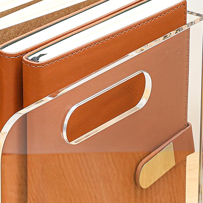 4 Vertical Compartments Clear Acrylic Magazine & File Holder – Multipurpose Desk Organizer for Office, Tablets, Magazines, Books – Documents/Home/Classroom Rack