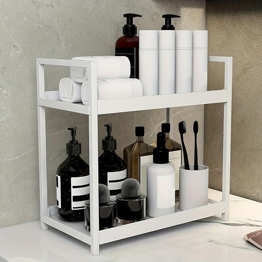 Bathroom Counter Organizer, Bathroom Organizers and Storage Countertop, 2 Tier White Counter Shelf for Vanity Tables, Dresser, Makeup