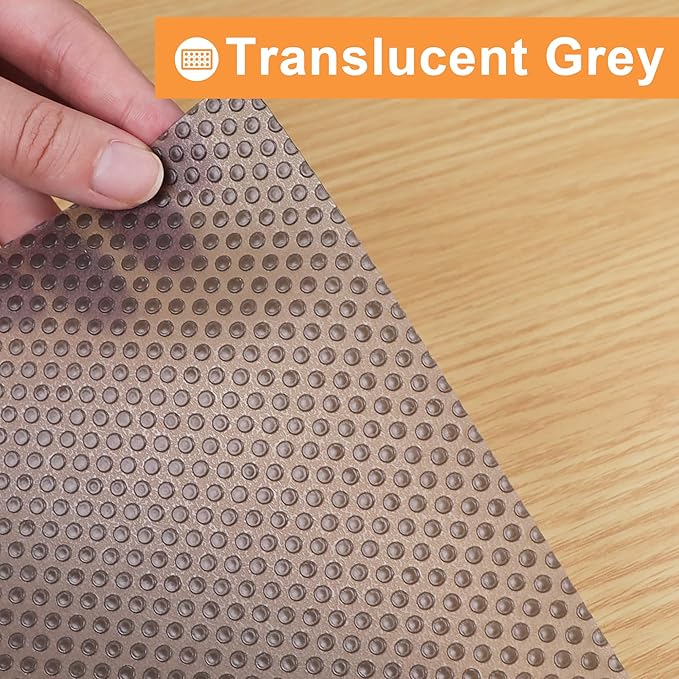 FLPMIX Kitchen Cabinet Shelf Liner: 22" x 300" Clear Waterproof Under Sink Mat - Translucent Grey Non-Adhesive Large Drawer Liner for Pantry Bathroom Cupboard