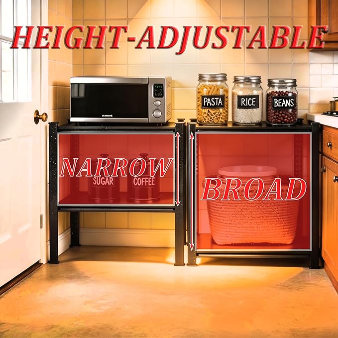 Kitchen Storage Shelves, Heavy Duty 5-Tier Kitchen Shelving, Metal Storage Unit with Adjustable Shelves, Free Standing Pantry Organization Shelf (15.7" W × 9.8" D × 22" H)