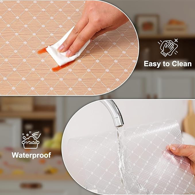 Cooyes Shelf Liner – Premium Non-Adhesive Cabinet & Drawer Liner for Kitchen – Waterproof Shelf Paper with Modern Pattern – Durable EVA Cabinet Mat – Easy to Cut （24" W x 360" L）