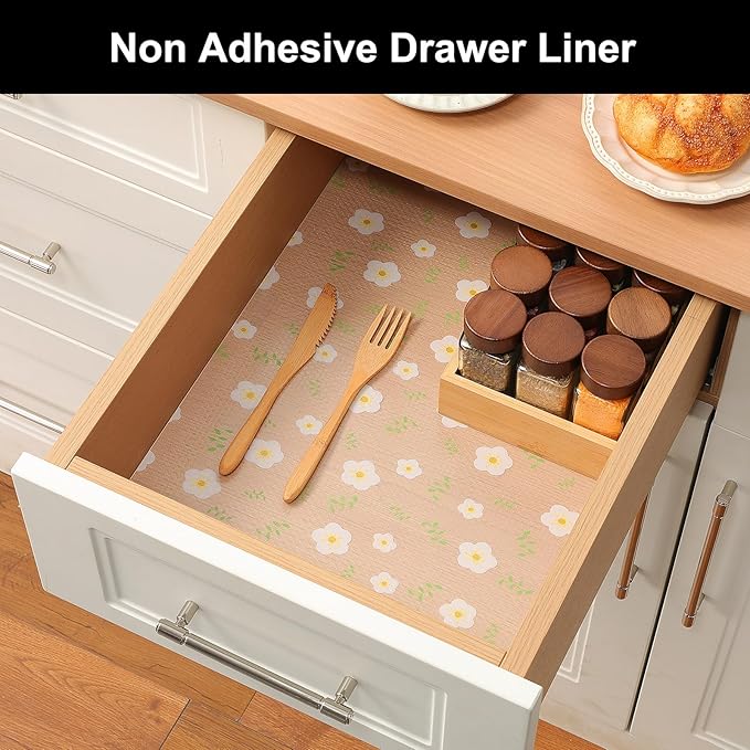 Cooyes Shelf Liner – Premium Non-Adhesive Cabinet & Drawer Liner for Kitchen – Waterproof Shelf Paper with Modern Pattern – Durable EVA Cabinet Mat – Easy to Cut （17.5" W x 78.7" L）