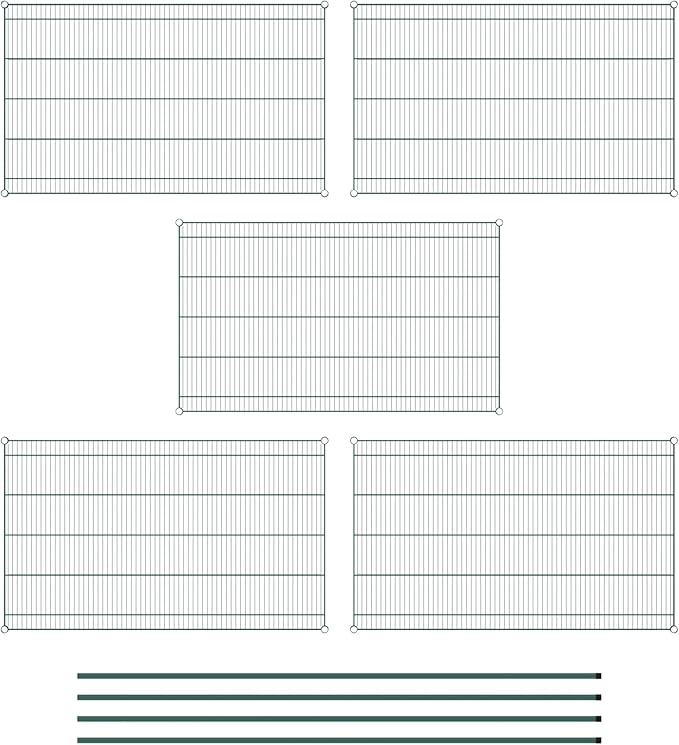 Commercial NSF Listed Green Epoxy Stationary Wire Shelving Kit 36" x 60" x 96", with 5 Shelves Perfect for Warehouse, Walk-in Refrigerator, Freezer, Grocery Store, Restaurant, Dishroom