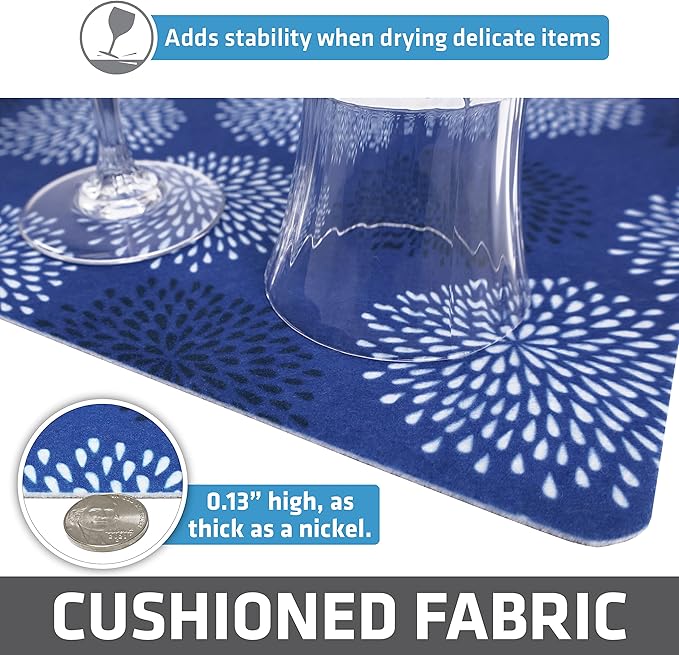Drymate Premium Luxury Shelf & Drawer Liner, Thick Cushioned Fabric, Non-Adhesive, Absorbent, Waterproof, Slip-Resistant, Liners for Kitchen Cabinets, Cupboards (USA Made)(12”x59”)(24-Pack)(GoodBlue)