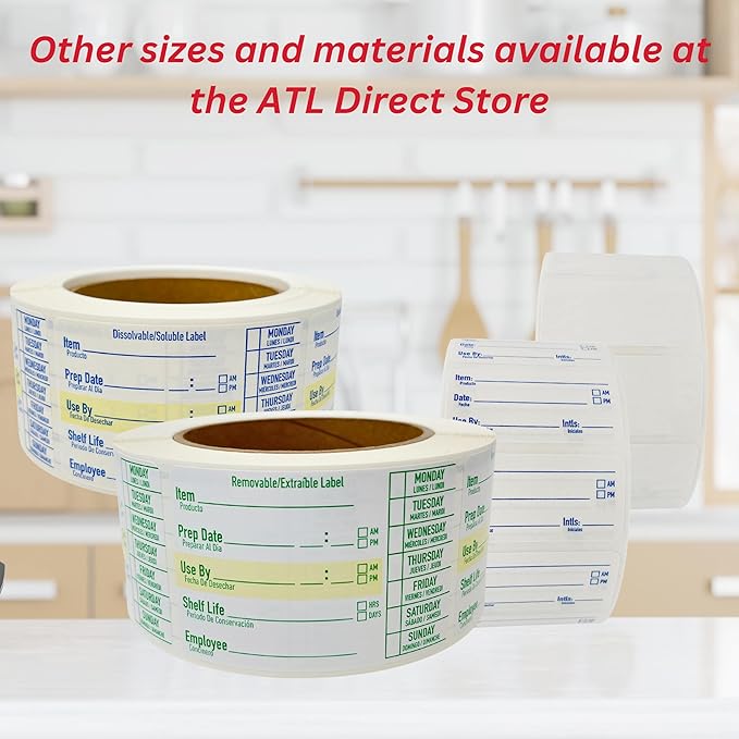 ATL Direct 2x1 Dissolvable Food Labels (500, Red) - Writeable Material, Easy Removal, Restaurant Supplies, Kitchen Labels