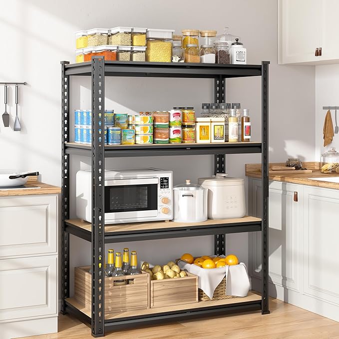 4-Tier Storage Shelves, 1604LBS Adjustable Pantry Shelves, Metal Shelving Unit for Kitchen, Pantry, Closet, Laundry, Garage, 15.76" D × 31.56" W × 48.06" H