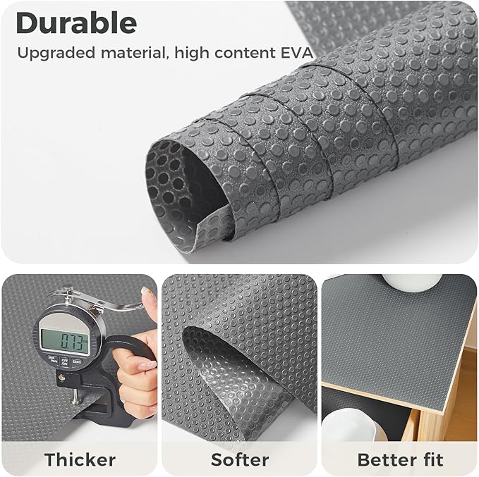 ALIUNI 100% EVA Shelf Liner for Kitchen Cabinet, 24" x 120" Drawer Liners Non Adhesive Non Slip Waterproof Plastic Paper, Dresser Pantry Bathroom Refrigerator Protector, Grey
