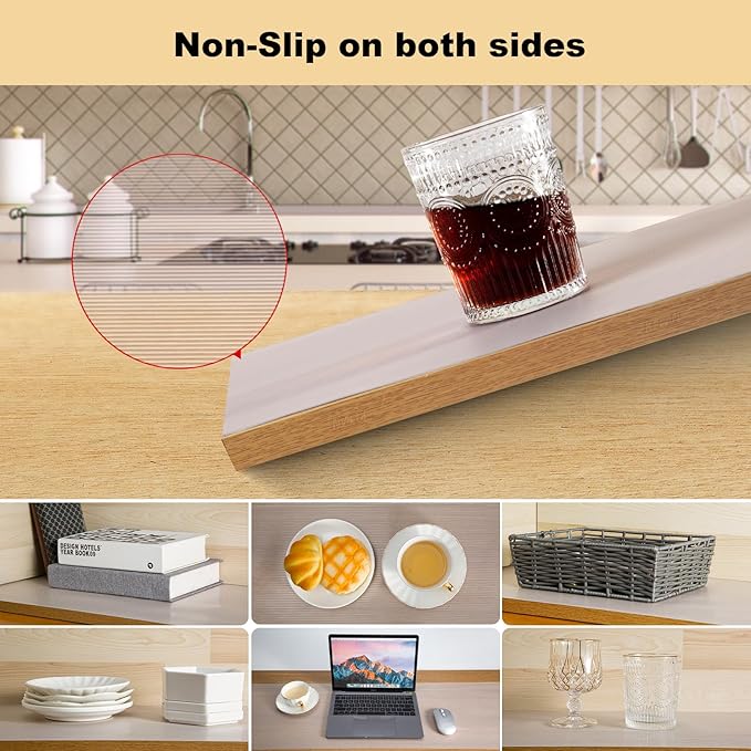 2 Rolls Shelf Liners, 11.8 Inches x 20 FEET Non-Slip Kitchen Cabinet Liner, Washable Oil-Proof Non-Adhesive Contact Paper for Kitchen Drawer, Cabinet, Shelves, Refrigerator, Storage, Desks, coutertops