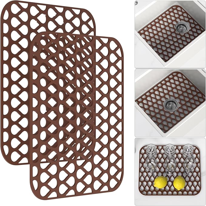Sink Protectors for Kitchen Sink, 2Pcs TOOVEM13.6 ''x 11.6''Non-Slip Silicone Sink Mats Protect Your Stainless Steel Bottom of Kitchen Sink or Drying Rack