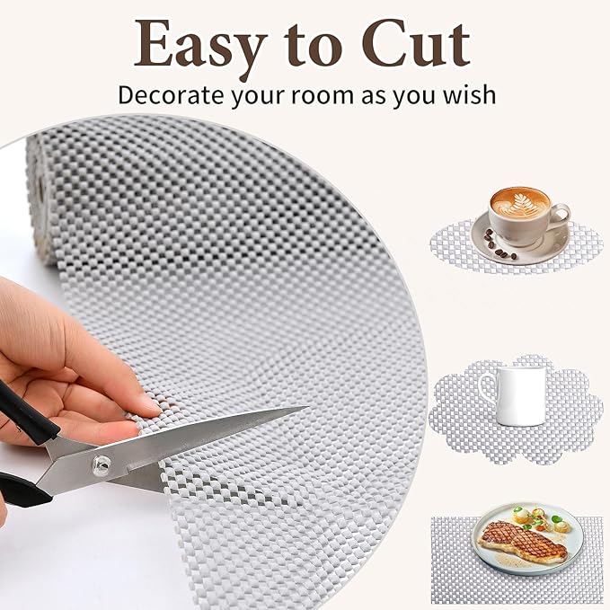 Shelf Liners for Kitchen Cabinets Non Adhesive Shelf Liner Paper Non-Slip Thickened Drawer Liner Easy to Clean for Tool Box Refrigerator Grey 11.8 x 354.3 in