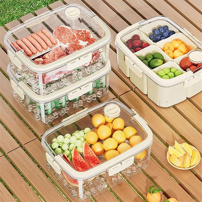 Fridge Storage Box Set with Handles Sturdy Clear Fridge with Lid Stackable Organizers for Kitchen Food Containers
