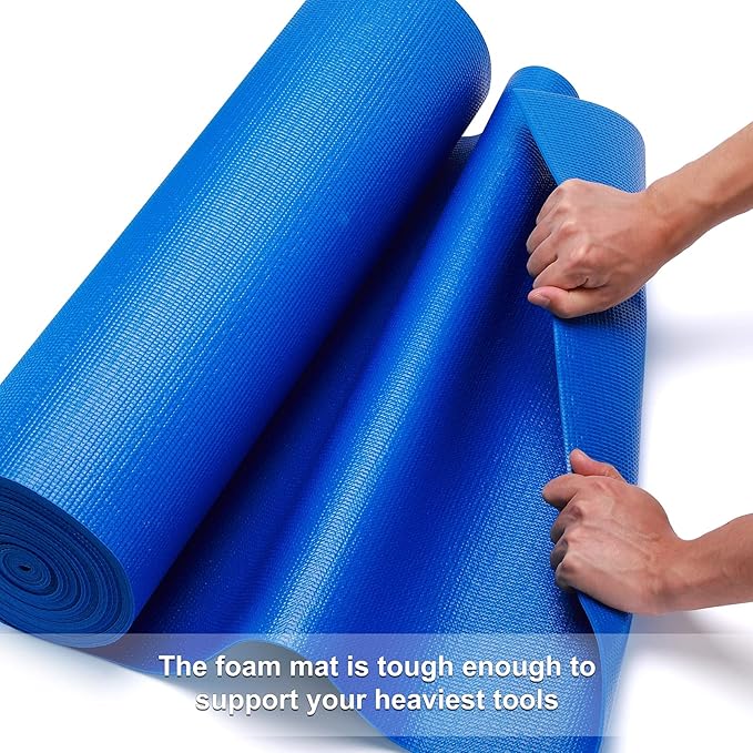 CASOMAN Professional Tool Box and Drawer Liner, Blue, Easy Cut Non-Slip Foam Rubber Toolbox Drawer Liner Mat - Adjustable Thick Cabinet Liners, 24inch (Wide) X 24feet (Long)