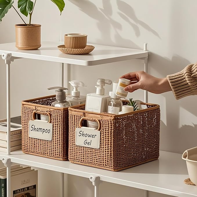 trohestar Metal Pantry Baskets Labels Clip On for Storage Bins | Edge Fold-Cream (Edge Fold-Cream, 8 Metal Label Clip)