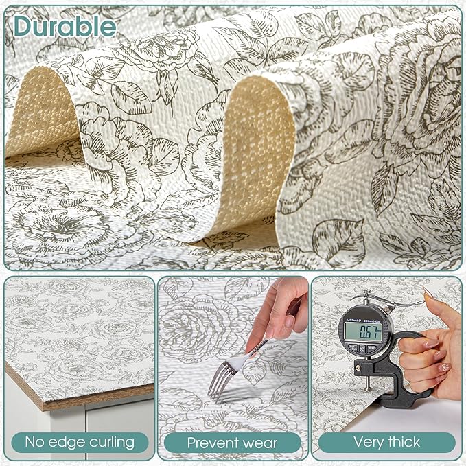 ALIUNI Drawer and Shelf Liner, Non-Slip Kitchen Cabinet Liners Non-Adhesive Thick Strong Grip Waterproof Washable Mats Protect Dresser Shelves Cupboard Bathroom Cabinets, Rose, 24 in X 10 FT