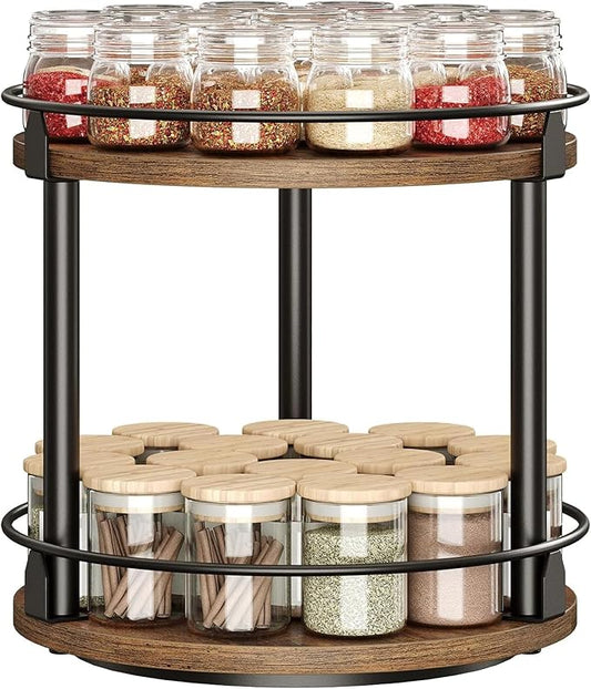 Rotating Spice Rack,Rotates Smoothly,Aesthetically Pleasing Durable,Lazy Susan Organizer for Kitchen Countertops, Bathrooms, Dressing Tables,Coffee Tables, and Other Locations (Two)