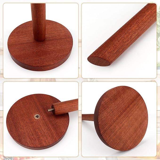 Kaishun Wooden Paper Towel Holder Countertop - Solid Ebony Paper Towel Dispenser Stand, Walnut