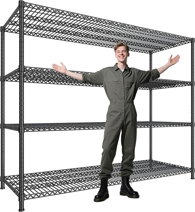 68''W Storage Shelves 2500LBS Wire Shelving Unit, Adjustable Garage Shelving Heavy Duty, Metal Shelving for Garage, Pantry, Kitchen, Basement, Commercial Industrial,68.1"W x 20.9"D x 70.9"H
