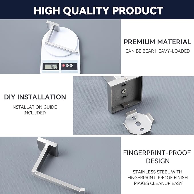 LANC Bathroom Toilet Paper Holder, Brushed Nickel Toilet Paper Roll Holder Wall Mounted for Bathroom Washroom, Contemporary Tissue Roll Holder TP Dispenser Hangers Stainless Steel, A8807BN