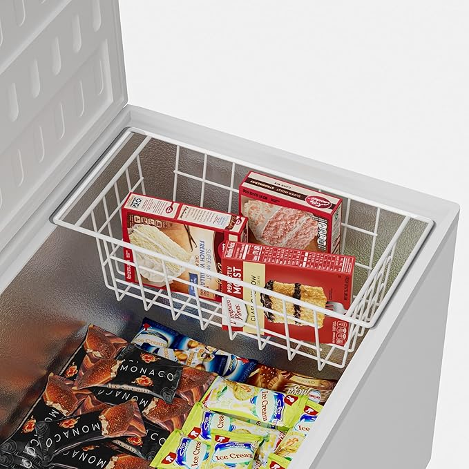 blitzlabs Chest Freezer Bins, Deep Chest Freezer Organizer Basket, Storage Rack Bins Wire Metal Baskets with Hanging Handles 16.5" 2Packs