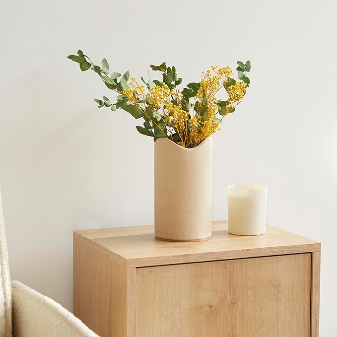 Ceramic Utensil Holder for Kitchen Counter - Spatula Holder - Countertop Crock for Holding Utensils with Cork Bottom