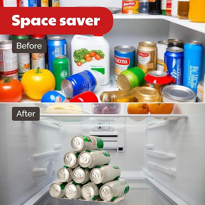 Fridge Monkey Mat - Wine & Soda Can Organizer for Refrigerator - Drink Organizer Holder Makes Cans & Bottles Stackable for Easy Storage - Space Saver for Refrigerator Organization - Cream (1 Pack)
