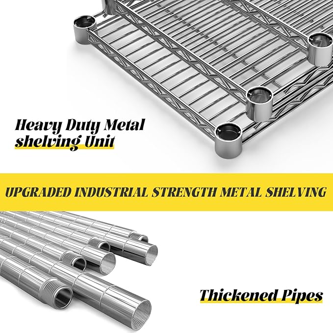 MODCART Storage Shelves, 2 PCS 36" L x 14" W x 72" H Heavy Duty Garage Wire Shelving Unit Loads 1750LBS, 5-Tier Adjustable Metal Industrial Utility Shelf Rack for Kitchen, Laundry Room, Basement
