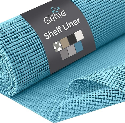 HOME GENIE Shelf Drawer and Cabinet Liner, Durable with Strong Grip, 17.5 in x 10 FT, Non Adhesive Liners Protect Kitchen Cabinets and Cupboard, Pantry, Bathroom Drawers and Shelves, Desks, Teal
