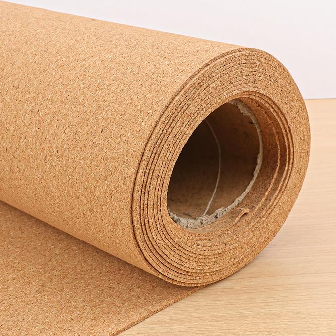 Yiksonyo 16.4 FT Cork Roll, 12 Inch Width Cork Sheet Roll for DIY Projects, Shelf & Drawer Liner(0.08 Inch Thickness)