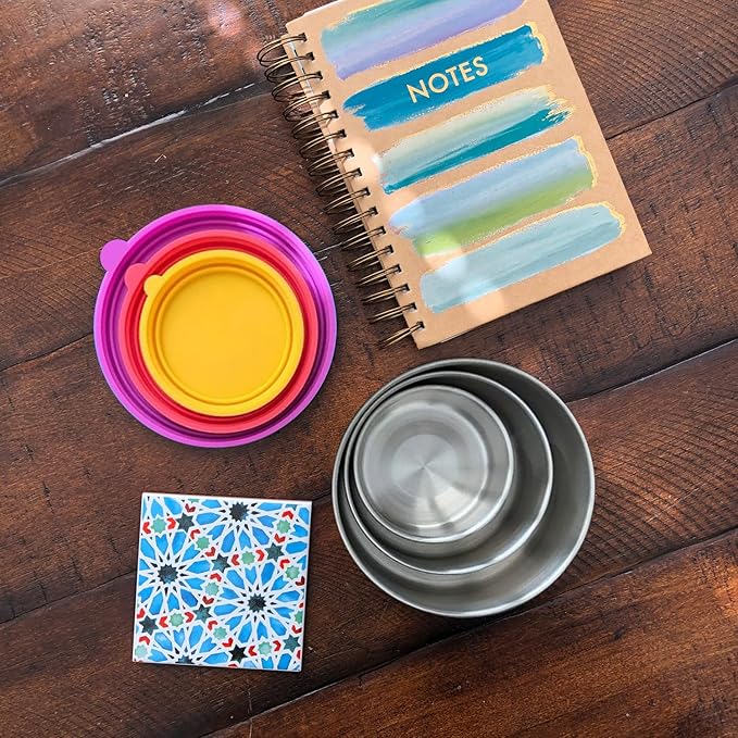 TAVVA 4 X 3 oz Stainless Steel Containers with Lids - Leakproof w/Silicone Lids - BPA Free - Dishwasher & Freezer Safe - Portable & Reusable - Small Snack Cups Dressing Containers
