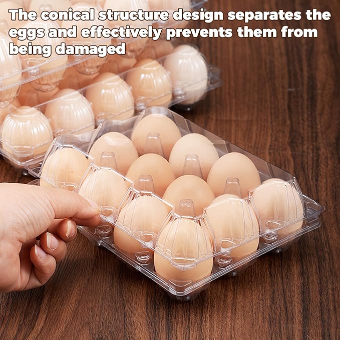 Haploon 120 Pcs Plastic Egg Cartons 3x4 Grids 12 Count Clear Empty Egg Cartons Cheap Bulk, Reusable Egg Holder Trays for Refrigerator Storage, Chicken Farm, Farmers Markets Display