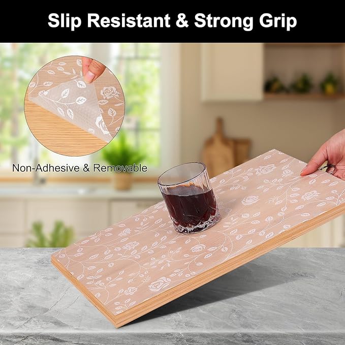 Cooyes Shelf Liner – Premium Non-Adhesive Cabinet & Drawer Liner for Kitchen – Waterproof Shelf Paper with Modern Pattern – Durable EVA Cabinet Mat – Easy to Cut （17.5" W x 197" L）