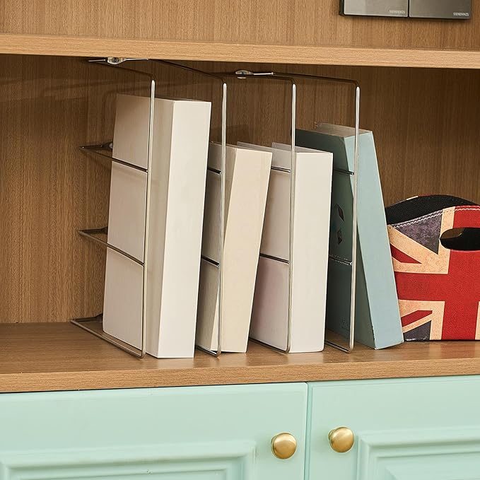 Blulu U Shaped Cookie Sheet Organizer for Cabinet Baking Sheet Organizer Kitchen Cabinet Dividers Vertical Chrome Pan Rack Storage Wires Tray Dividers Face Opening of 3.5"(Silver,1 Pcs)
