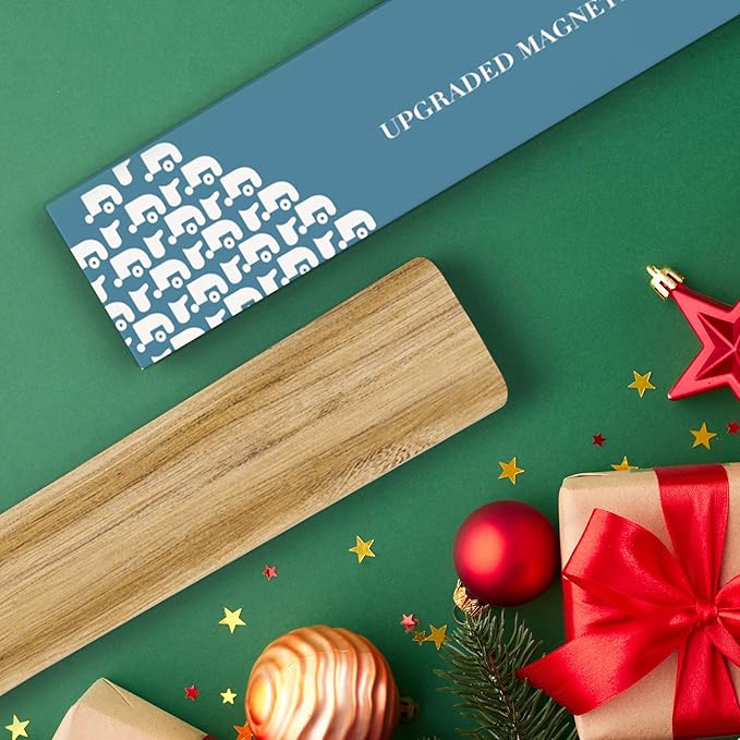 Magnetic Knife Holder for Wall, 10" Acacia Wood Knife Magnetic Strip No Drill Knife Magnet Storage Bar Magnetic Tool Key Holder Strip for Wall Use as Knife Rack for Kitchen Utensil Organizer Natural