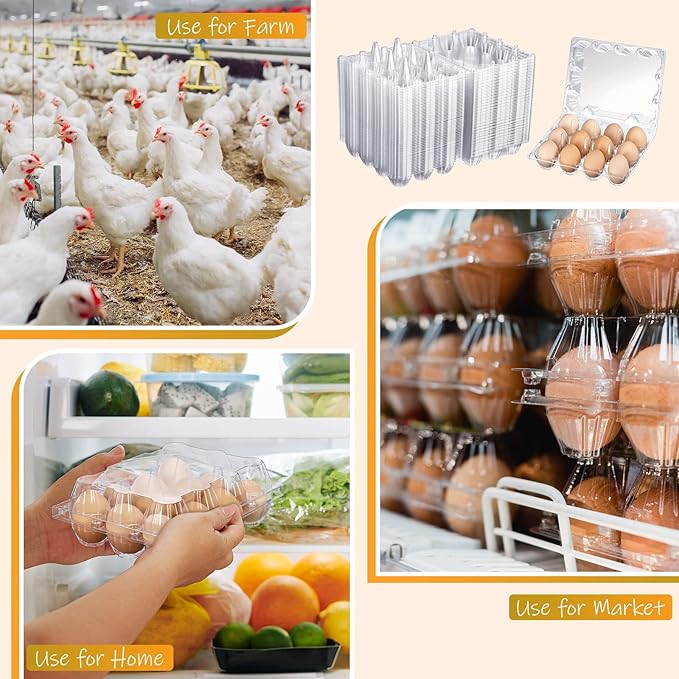 Zubebe 500 Pcs Plastic Egg Cartons Clear Egg Cartons Bulk Blank Tray for Chicken Farm Business Market Home Refrigerator Storage