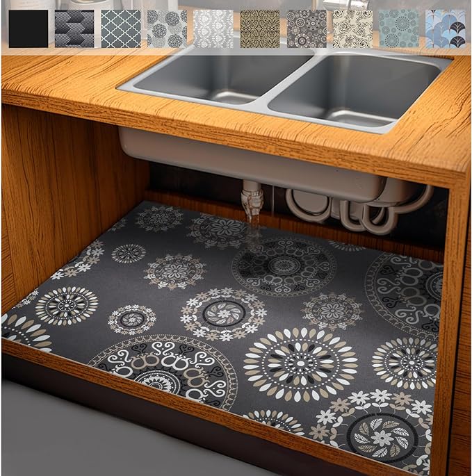 AiBOB Waterproof Under Sink Mat, Absorbent Quick Dry Sink Liners Protect Cabinets, Durable Shelf Liners, Slip Resistant and Non-Adhesive, 24X36, Multi