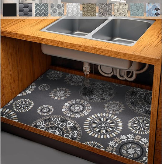 AiBOB Waterproof Under Sink Mat, Absorbent Quick Dry Sink Liners Protect Cabinets, Durable Shelf Liners, Slip Resistant and Non-Adhesive, 24X68, Multi