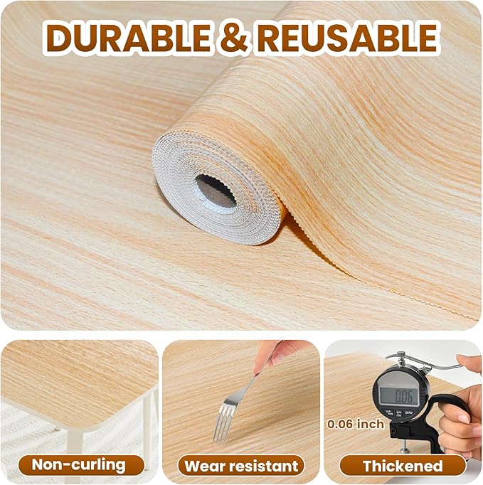 Drawer Shelf Liner for Kitchen Cabinets Non-Adhesive, Non Slip Shelf Paper Waterproof Thickened Cabinet Liners for Shelves, Strong Grip Mats for Cupboard, Dresser, Pantry, Beige, 23.6 in x 10 FT