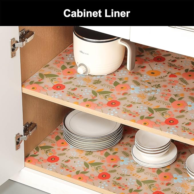 Cooyes Shelf Liner – Premium Non-Adhesive Cabinet & Drawer Liner for Kitchen – Waterproof Shelf Paper with Modern Pattern – Durable EVA Cabinet Mat – Easy to Cut （24" W x 240" L）